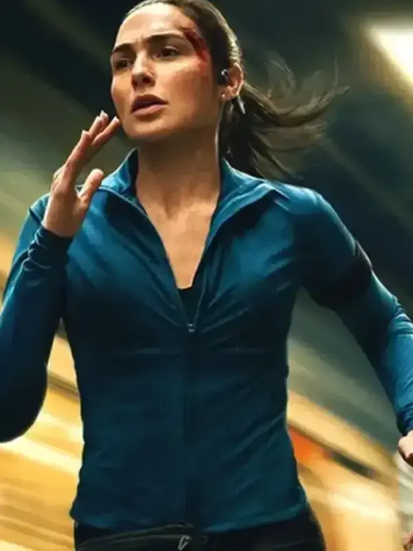 The Runner Gal Gadot Jacket Front View Front view of The Runner Gal Gadot Jacket featuring clean front detailing, premium construction, and a tailored fit