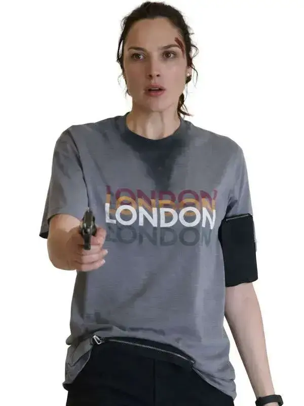 Front view of The Runner Gal Gadot London T-Shirt featuring clean front detailing, premium cotton fabric, and a comfortable fit