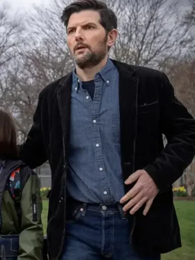 Front view of The Whisper Man Adam Scott Corduroy Blazer featuring clean lapels, a structured fit, and rich corduroy texture