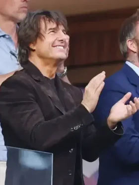 Side view of Tom Cruise Los Angeles World Cup Blazer showing a streamlined silhouette, tailored fit, and premium construction