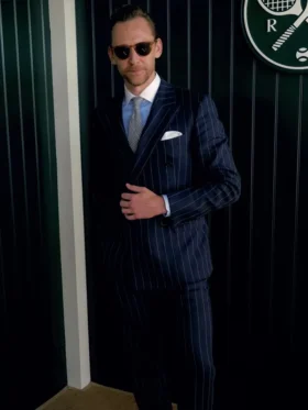Tom Hiddleston Wimbledon 2026 Suit featuring refined tailoring, a sophisticated silhouette, and elegant event-inspired formal styling