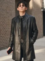 Trying S05 Tyler Black Leather Coat Front Look