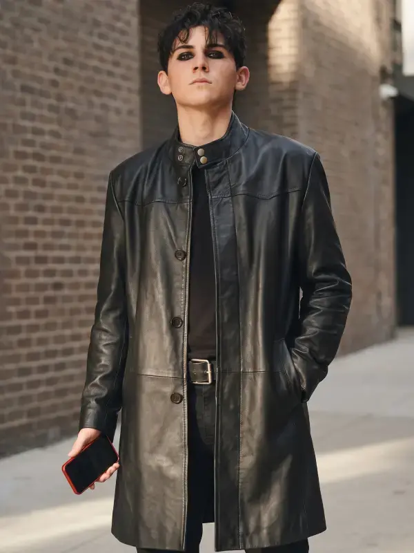 Trying S05 Tyler Black Leather Coat Front Look Trying S05 Tyler Black Leather Coat Front Look