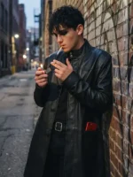 Trying S05 Tyler Black Leather Coat Look