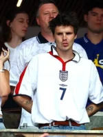 Close-up of World Cup 2026 Cruz Beckham England Shirt highlighting premium fabric texture, stitching, and England football inspired details