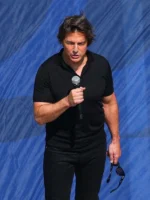 Front view of World Cup Closing Ceremony Tom Cruise T-Shirt highlighting its relaxed shape, neat seams, and clean event styling