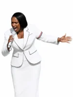 World Cup Jennifer Hudson Thom Browne Blazer featuring sharp tailoring, polished details, and elegant event-inspired styling