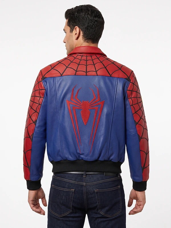 Buy Supreme Vanson Spider Man Leather Jacket - Red And Black