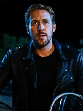 Ghost Rider Ryan Gosling Black Leather Jacket Front View