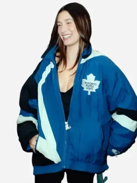 Hailey Bieber Toronto Maple Leafs Jacket View Look