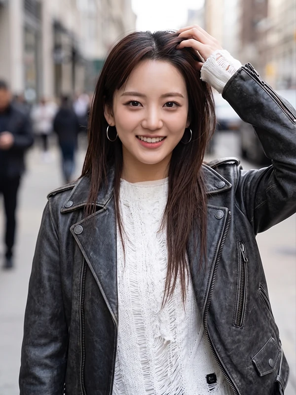 Head Over Heels Cho Yi-hyun Leather Jacket Front View Head Over Heels Cho Yi-hyun Leather Jacket Front View