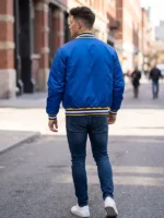 Indiana Pacers 90’s Blue Bomber Jacket Back Look