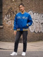 Indiana Pacers 90’s Blue Bomber Jacket Front Look