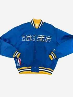 Indiana Pacers 90’s Blue Bomber Jacket Front View