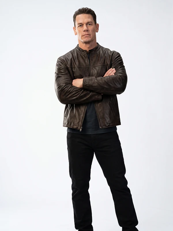Matchbox the Movie John Cena Leather Jacket Front View Matchbox the Movie John Cena Leather Jacket Front View