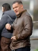 Mobland Tom Hardy Brown Leather Jacket Side View