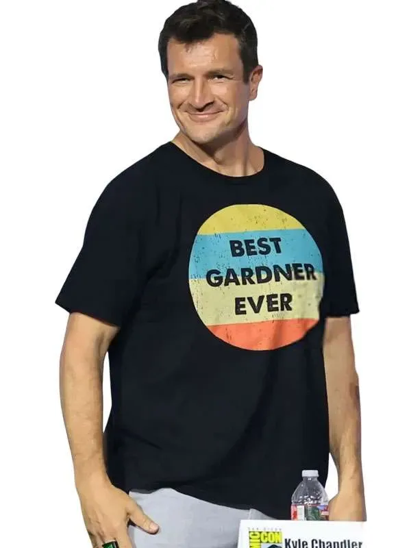 Nathan Fillion Comic-Con Black T-Shirt Front Look Nathan Fillion Comic-Con Black T-Shirt Front Look