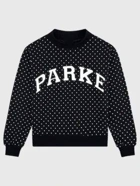 Parke Polka Dot Varsity Mockneck Sweatshirt