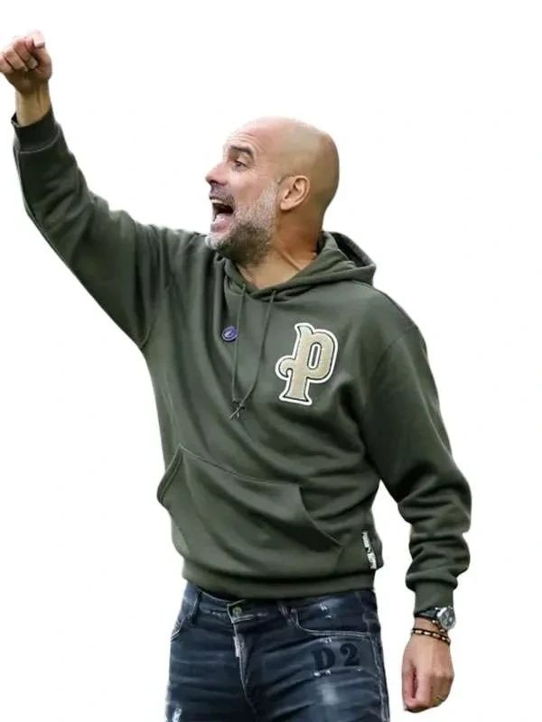 Pep Guardiola Green Hoodie Front View Pep Guardiola Green Hoodie Front View