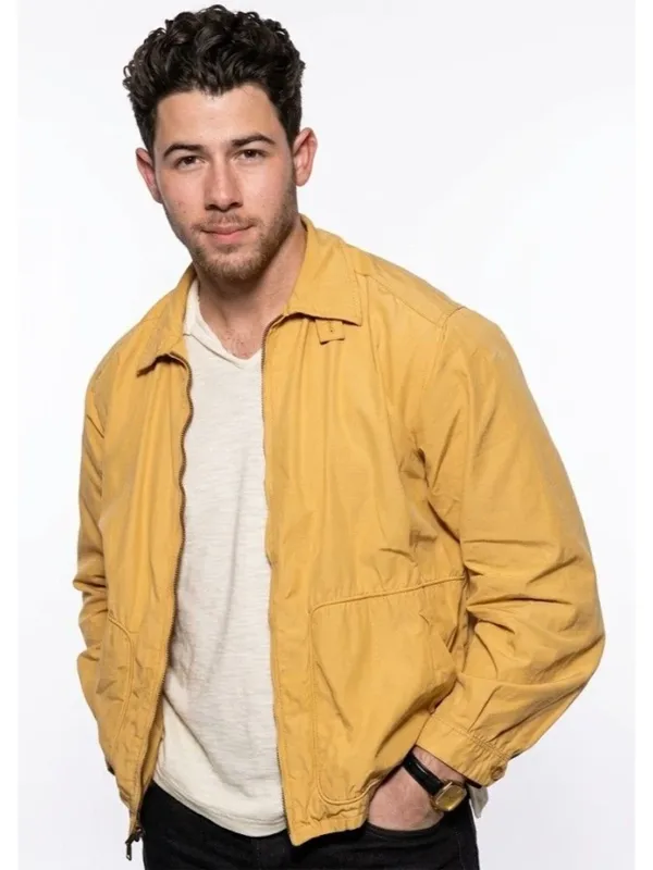 Power Ballad Nick Jonas Mustard Yellow Jacket Close-Up View Power Ballad Nick Jonas Mustard Yellow Jacket Close-Up View