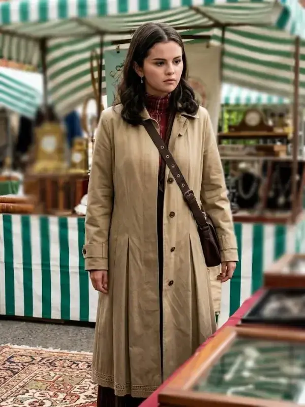 Selena Gomez Only Murders In The Building S06 Trench Coat Front Look Selena Gomez Only Murders In The Building S06 Trench Coat Front Look
