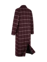 Selena Gomez Only Murders In the Building Burgundy Wool Coat Back View