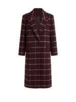 Selena Gomez Only Murders In the Building Burgundy Wool Coat Front View