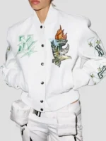WNBA New York Liberty x OFF Leather Varsity Jacket